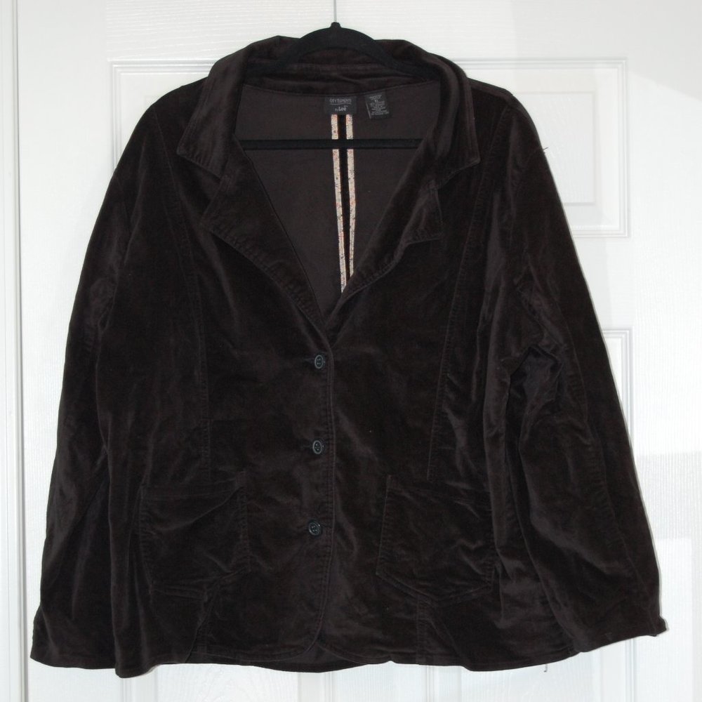 CITY ELEMENTS BY LEE Black Velour Jacket Size XL